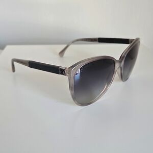 Chanel 5225Q 1303/3C Sunglasses Milky Gray Black Quilted Leather Temples